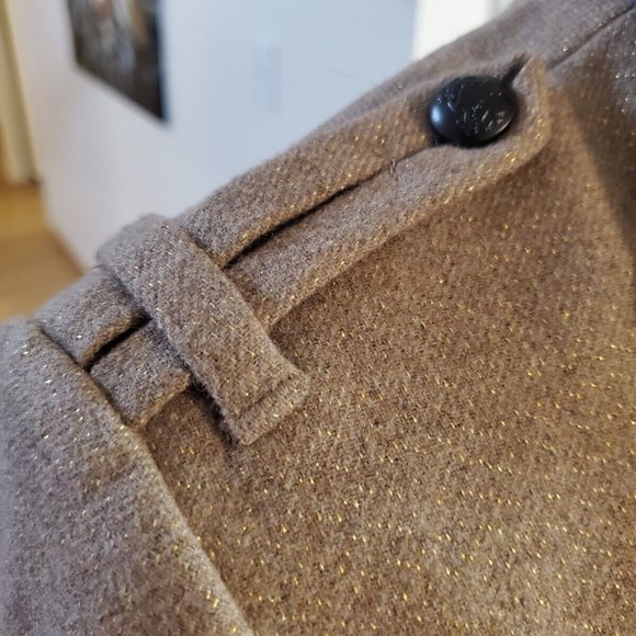 NWT $168 Banana Republic Wool-Blend Tan Lurex Military Blazer Jacket, Sz 12 - Picture 8 of 13